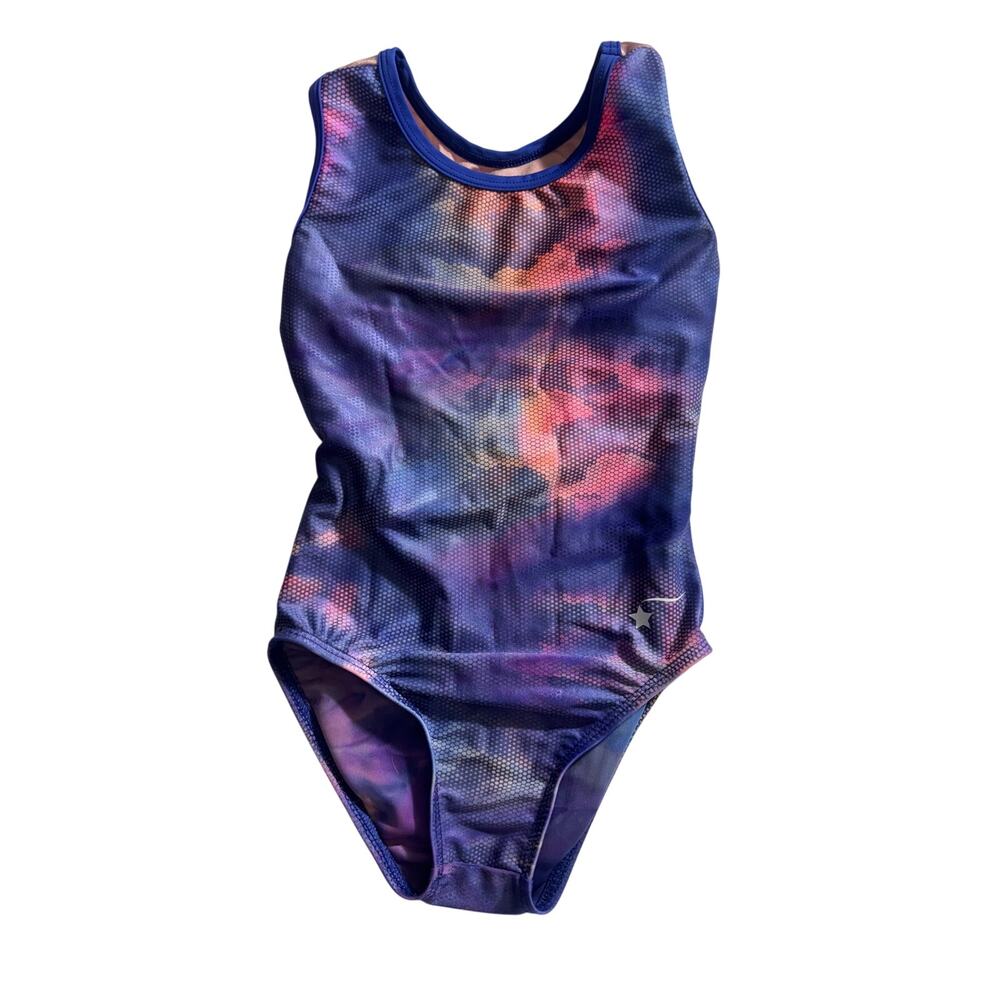 Destira Purple Open Racer back leotard size child small
